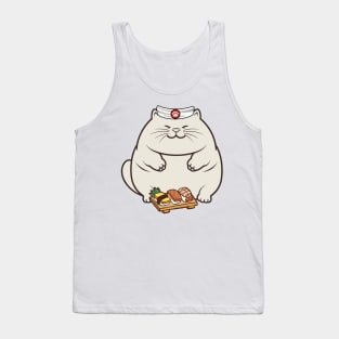 Funny fat cat is a sushi chef Tank Top